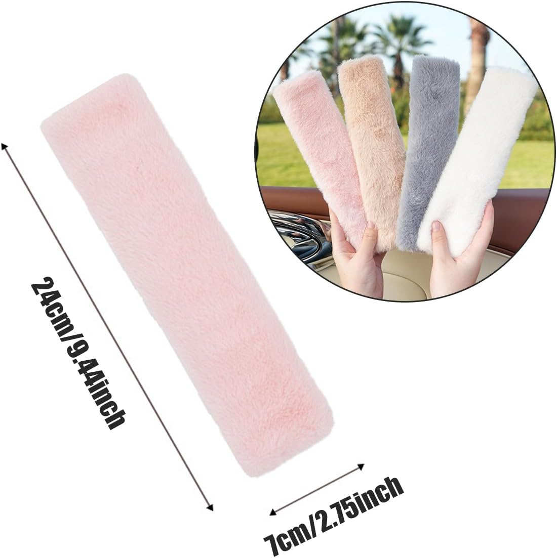 AIMALL 2 PCS Soft Faux Polyester Car Seat Belt Shoulder Pads, Winter Harness Protector Cover, 9.45 X 2.76 Inches, Available in Pink, Black, White, Milk Tea, Grey - Grey image number 7
