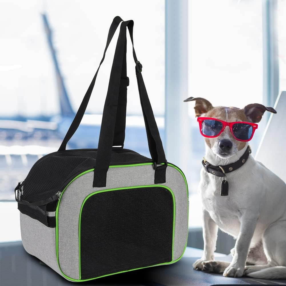 Portable & Foldable Pet Carrier for Outdoor Travel Breathable Mesh Dog & Cat Shoulder Bag Ideal for Puppy, Cat, Small Dog Transport Green image number 4