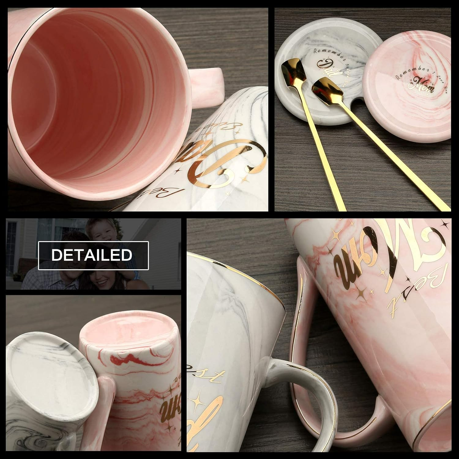 Mom and Dad Mugs - Pregnancy Gifts for First Time Moms - Ceramic Couple Coffee Cups for New Mom New Dad - Gifts for Pregnant Women Parents to Be Baby Shower Mother'S Day Father'S Day image number 1