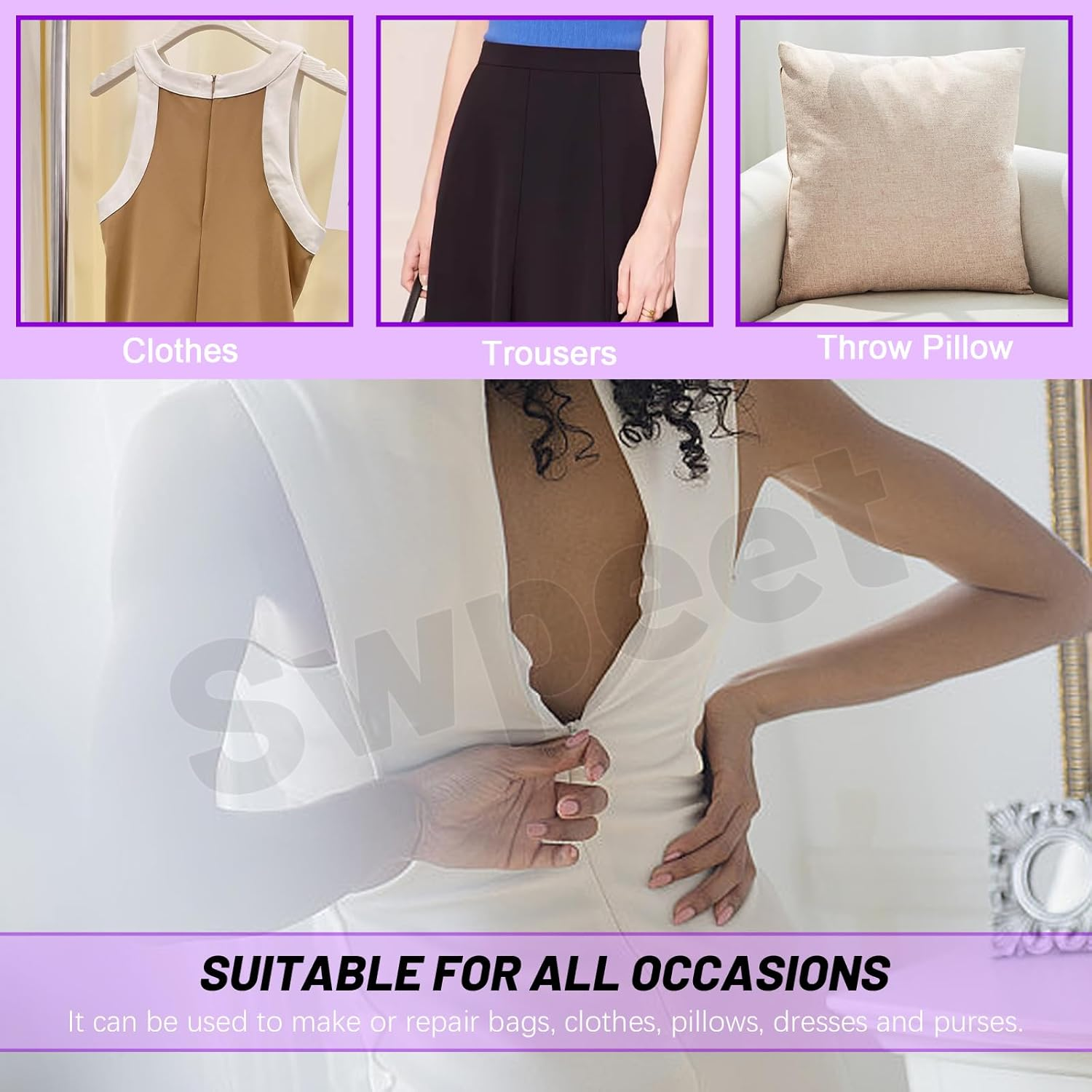 Swpeet 42Pcs 20 Mixed Color 16" Nylon Invisible Zippers with Measuring Tape and Scissors Assortment Kit, Hidden Zipper Multicolor Nylon Invisible Sewing Zipper for Tailor Garment Sewing Craft image number 1