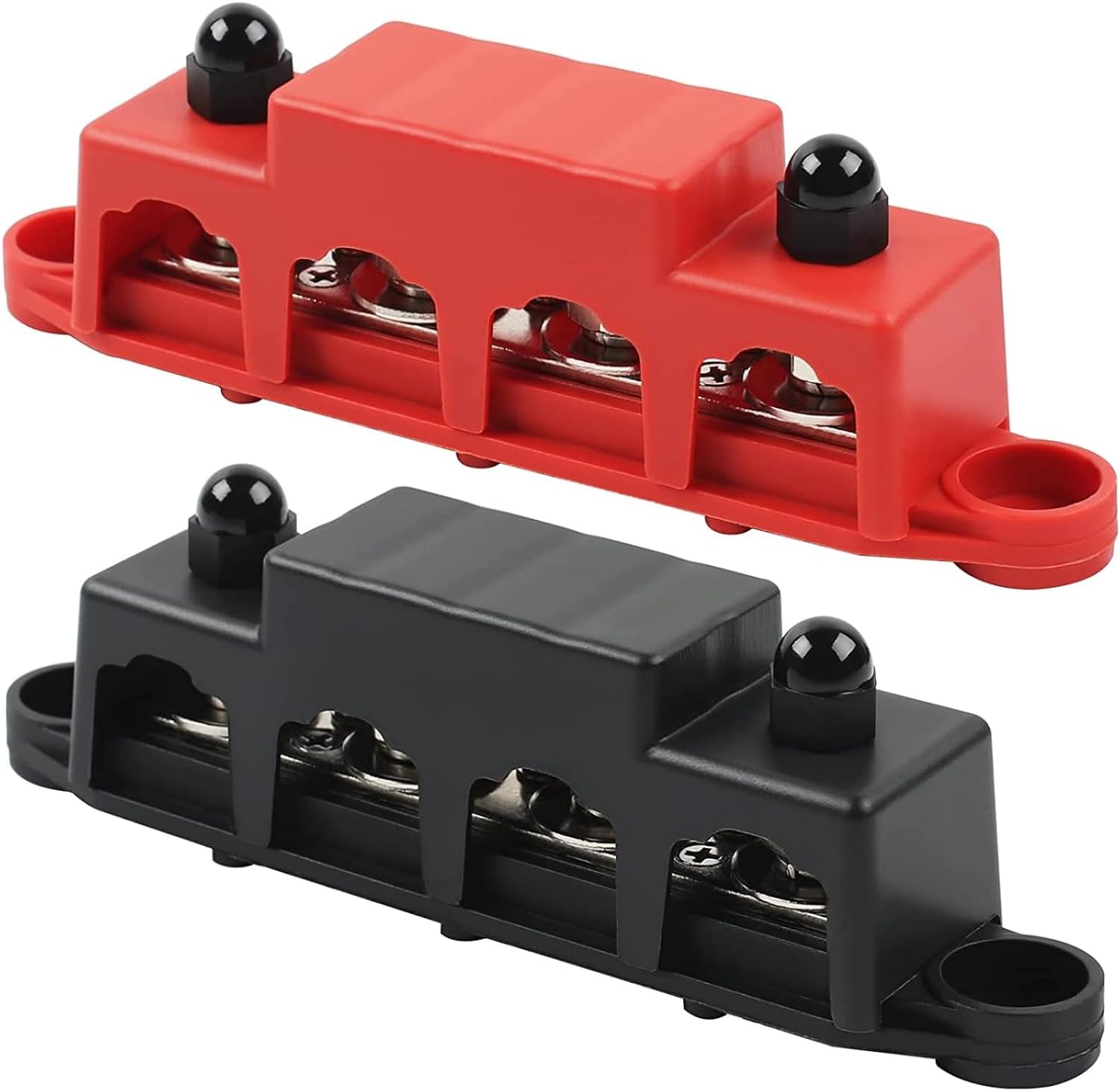 12V-48V Bus Bar Power Distribution Block with 4 M8 Terminal Studs, High Performance Module BUSBAR with Cover for Cars Rvs Ships Yachts (Red & Black) image number 6