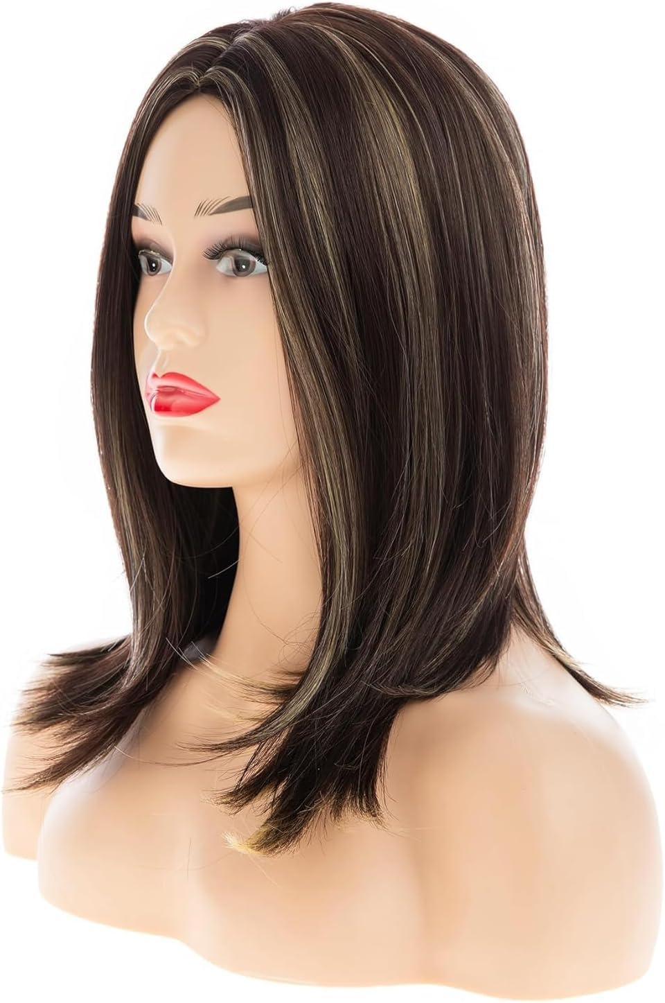 Beweig Brown Wigs for Women Shoulder Length Straight Middle Part Natural Synthetic Cosplay Replacement image number 5