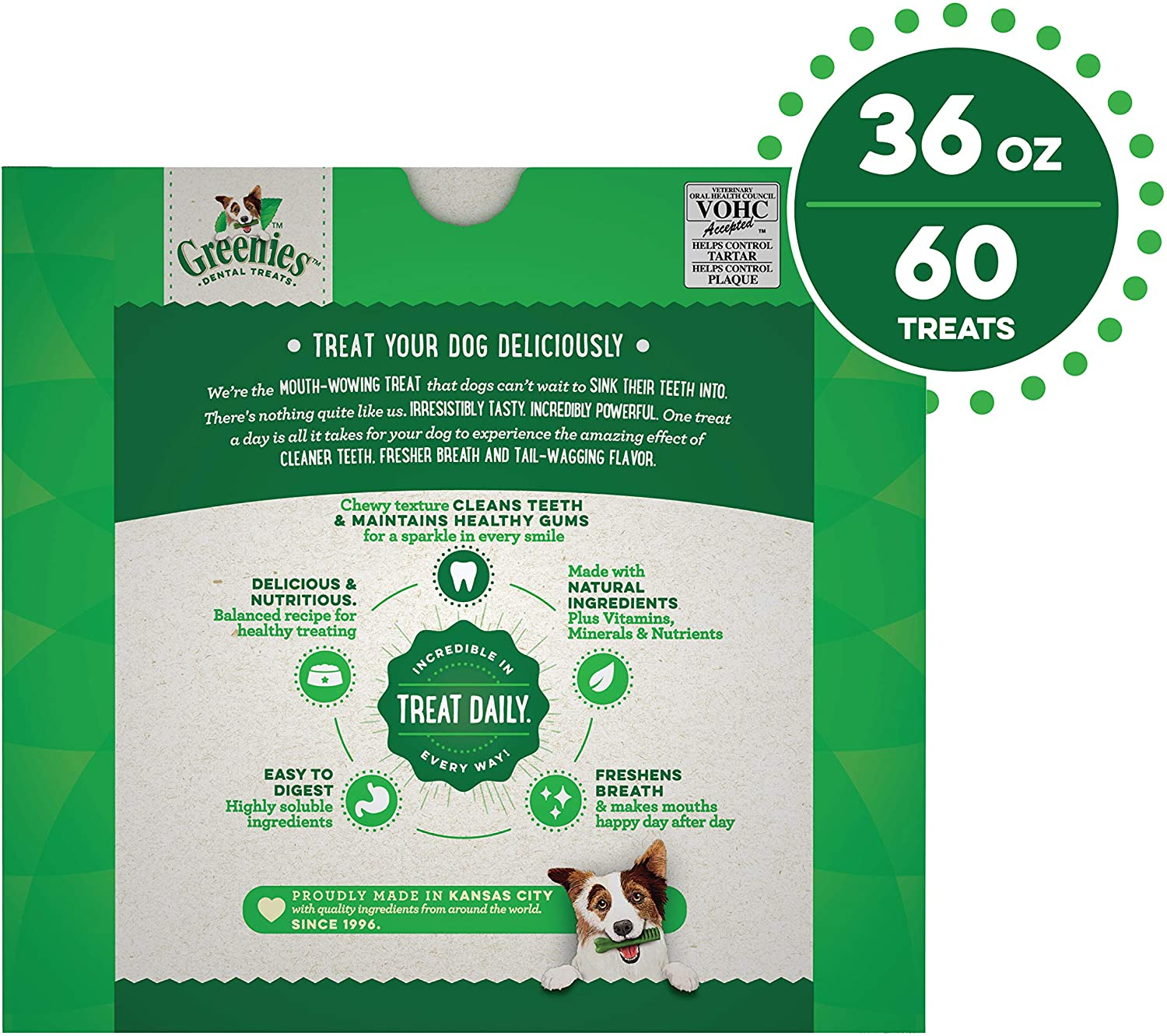 GREENIES Canine Dental Dog Treats Original Petite 60 Chews Value Pack 1.02Kg image number 2
