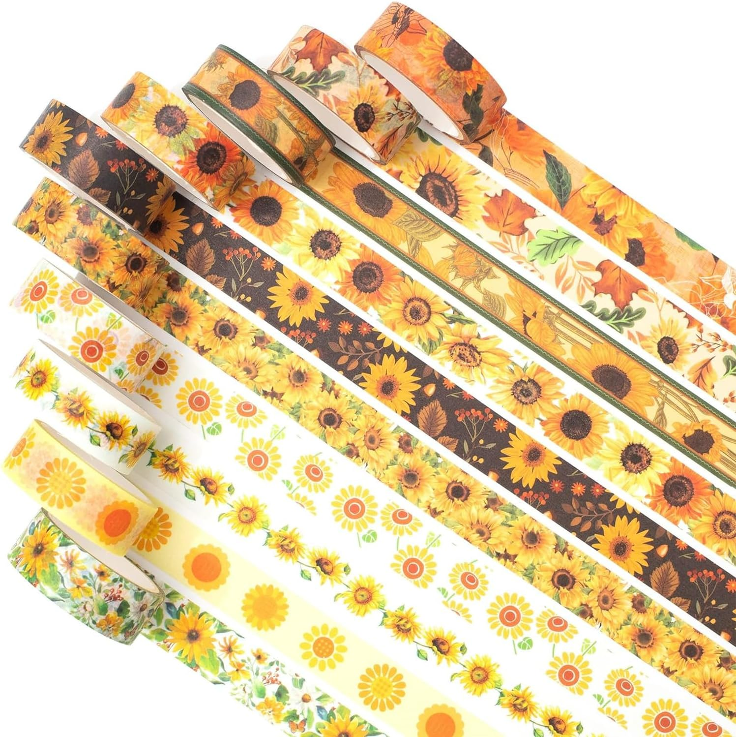 YUBX Sunflower Washi Tape Set Decorative Tape Sun Flowers Craft Supplies for DIY, Bullet Journal, Craft, Gift Wrapping, Scrapbooking image number 4
