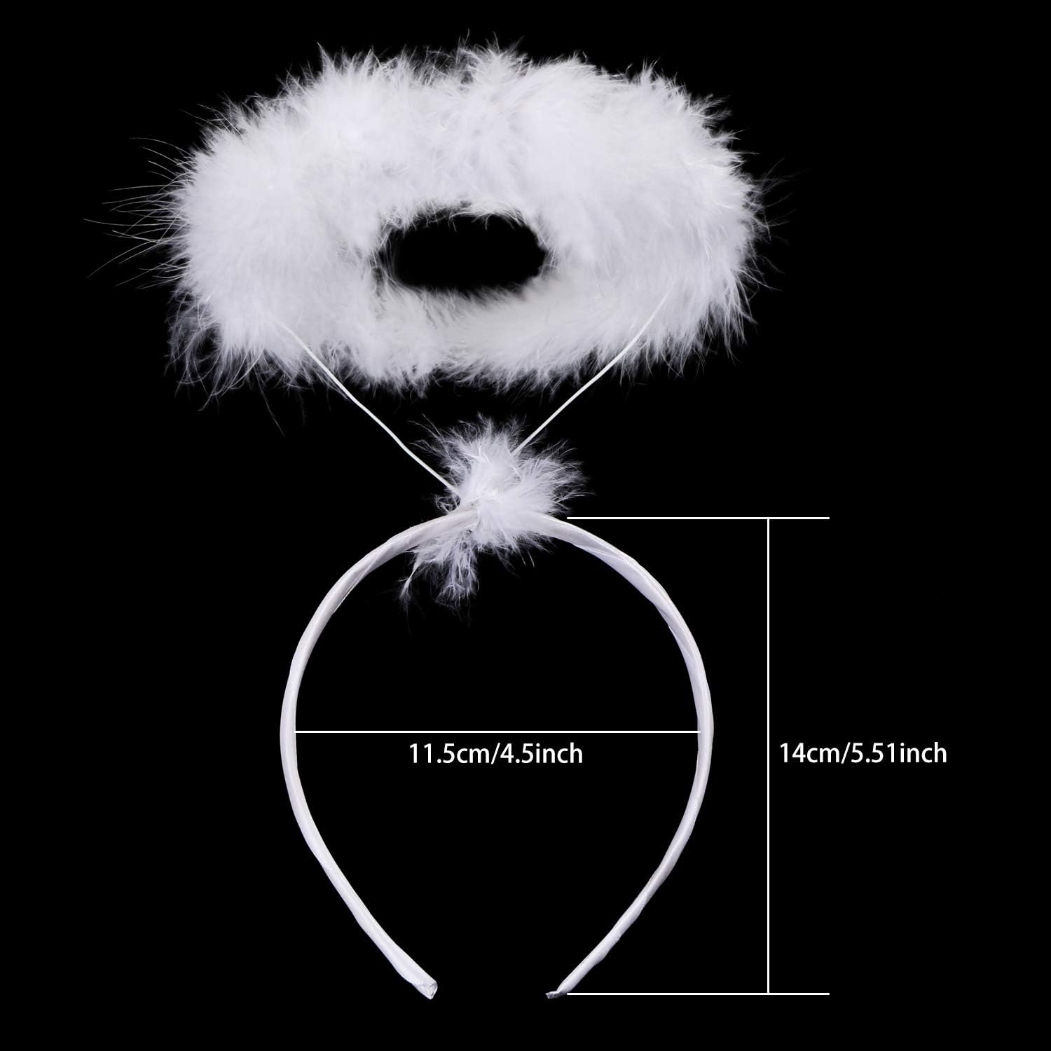 2 Pack Angel Halo Headbands Feather Angel Headband White Halo Hair Band Halloween Christmas Costume Accessory for Kids Adult Teens Girls Women(White) image number 4