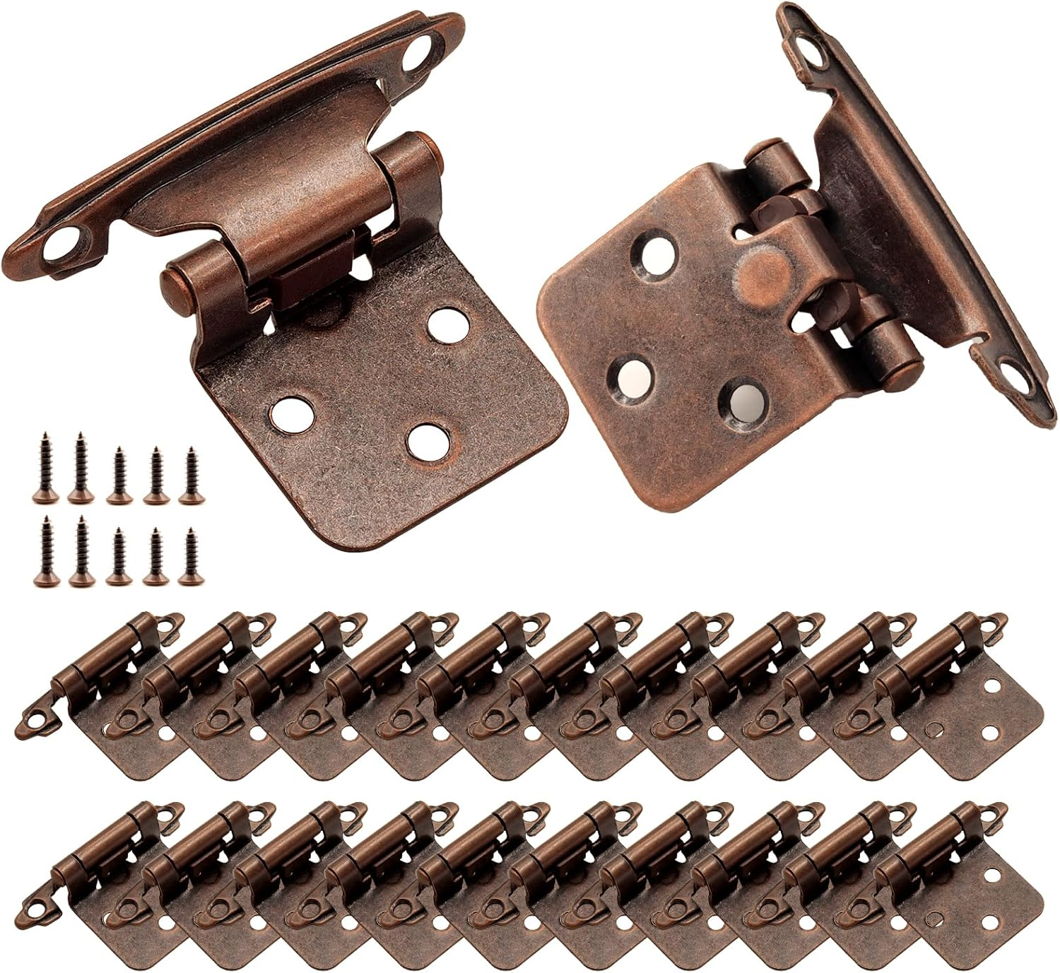 Kitchen Cabinet Hinges Bronze,(10 Pairs/20 Pcs) 1/2 Inch Variable Overlay Self Closing Face Mount Cabinet Door Hinges Hardware for Kitchen Cabinets,Oil Rubbed Bronze image number 2
