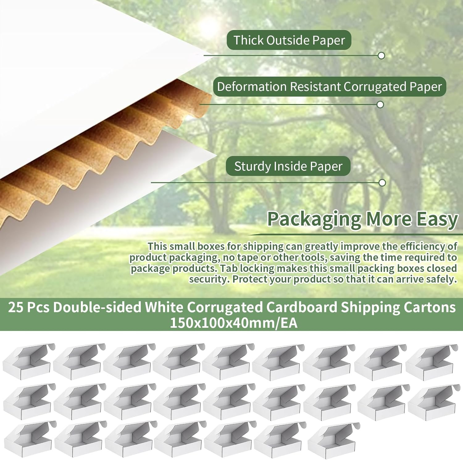 25 Pcs Double-Sided White Corrugated Cardboard Shipping Cartons 150X100X40Mm/Ea, Small Packet Shipping Boxes, Small Parcel Cartons, Packaging Mailing Boxes for Business Posting Storing Gift (White) image number 3