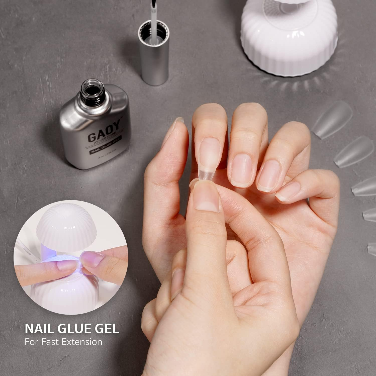 GAOY 2Pcs 16Ml Gel Nail Glue, Glue Gel for Acrylic Nails Tips, 2 in 1 Nail Glue and Base Gel, Nail Lamp Needed image number 2