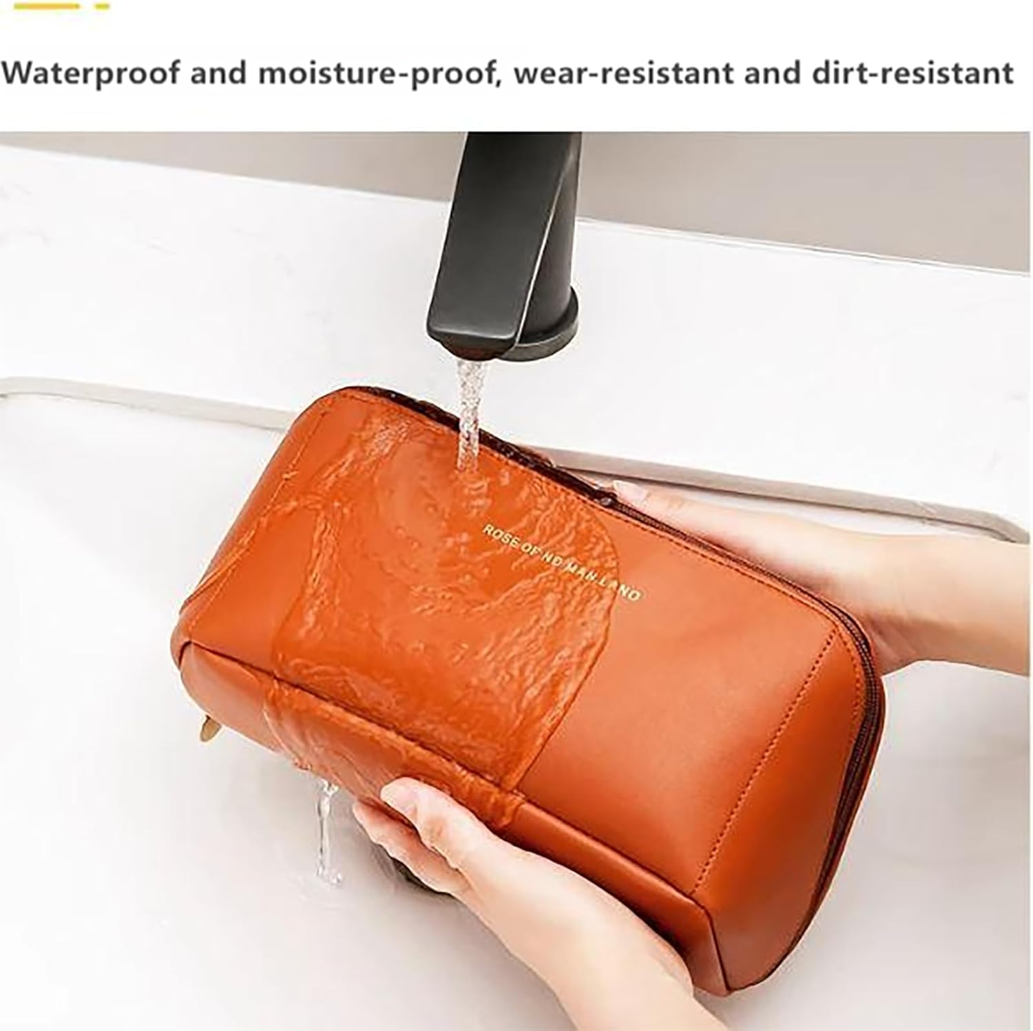 SYGELER Premium PU Travel Cosmetic Organizer - Waterproof Large Capacity Makeup Bag for Women, Portable Toiletry Storage with 5 Compartments, Vacation Essentials (Brown) image number 1