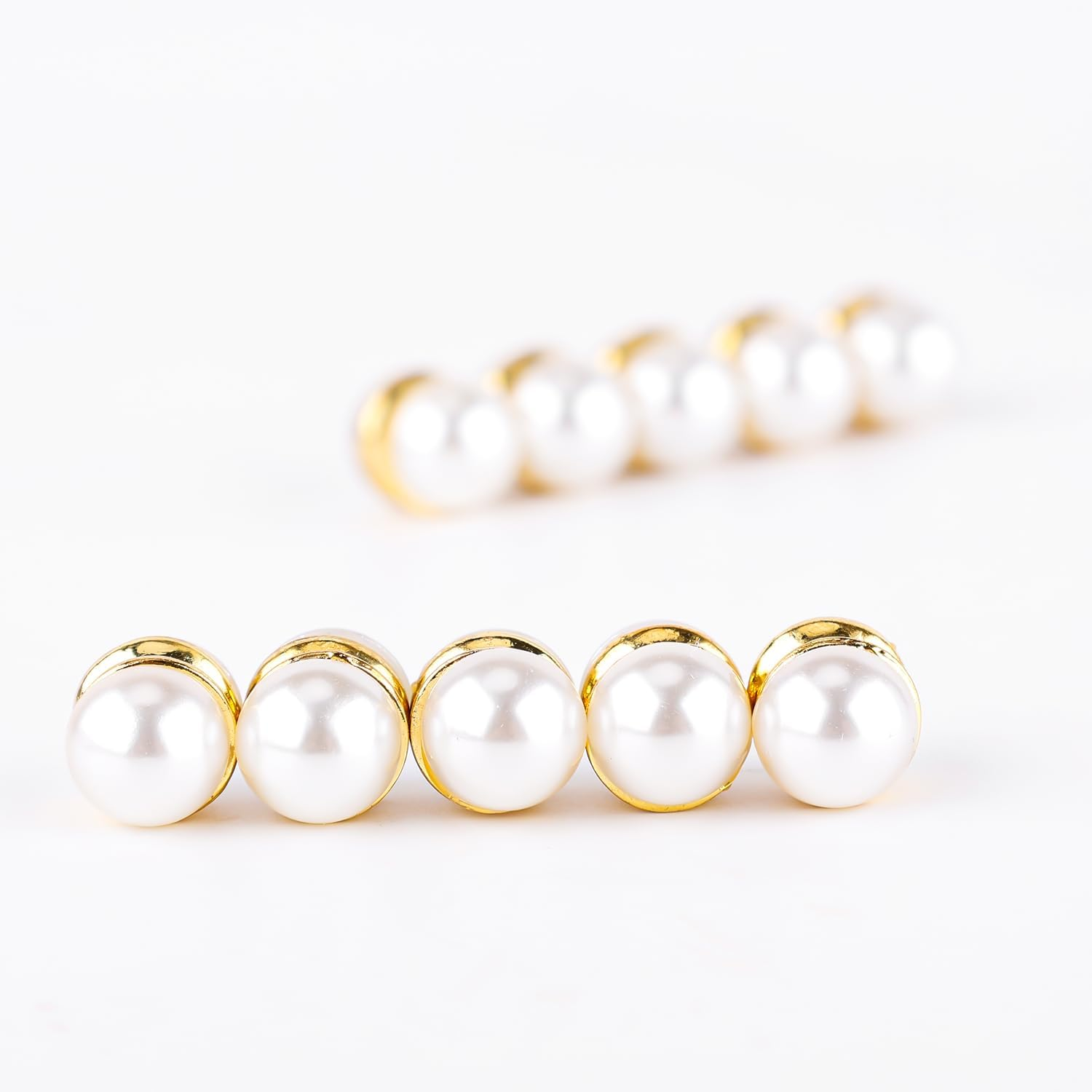 10Pcs Veil Weights Strong Hijab Magnets Pearl Pins Magnetic Hijab Pins for Clothes Scarves Niqab, Pearl Veil Beautiful Wedding Double Sided Hijab Magnets for Women Girls, White, Gold image number 4