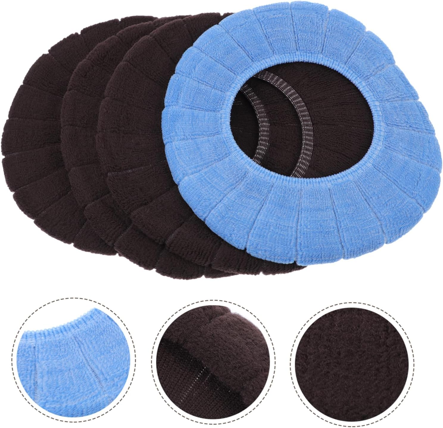 Healifty 4Pcs Toilet Mat Blue Seat Covers Black Pouf Foldable Potty Washable Toilet Pads Breathable Toilet Cover Toilet Cushion Non Bathroom Cover Warm Covers for Toilet Washable Seat Pads image number 3