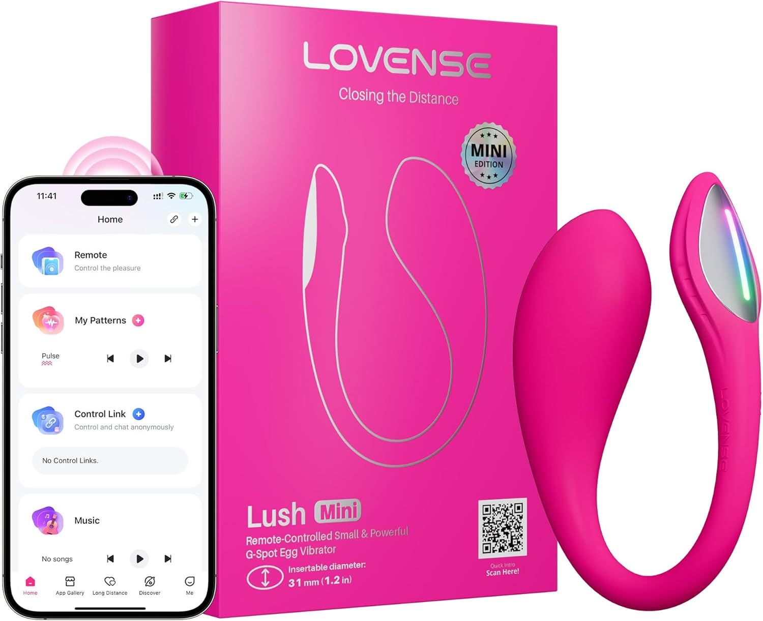 LOVENSE Lush Mini Remote Control Vibrator, Sex Toys for Woman With10,000+ Powerful Vibrations Solo Couples Play Wearable Small G-Spot Adult Toys for Beginner Waterproof Quiet Portable for Travel image number 1
