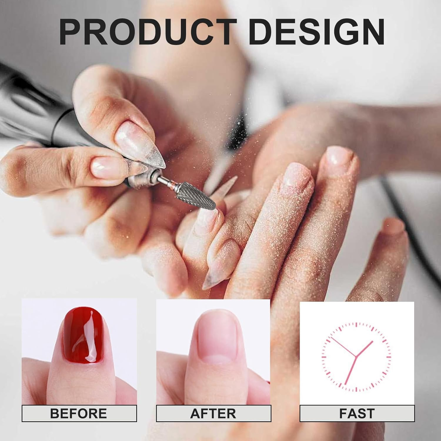 6 Pack 3/32" 5 in 1 Professional Carbide Nail Drill Bits Sets with Case, Tungsten Safety Drill Bits Tech Cuticle Bit Fast Remove for Manicurist Nail Salon Manicure Pedicure Gel Polishing (Round Head) image number 2