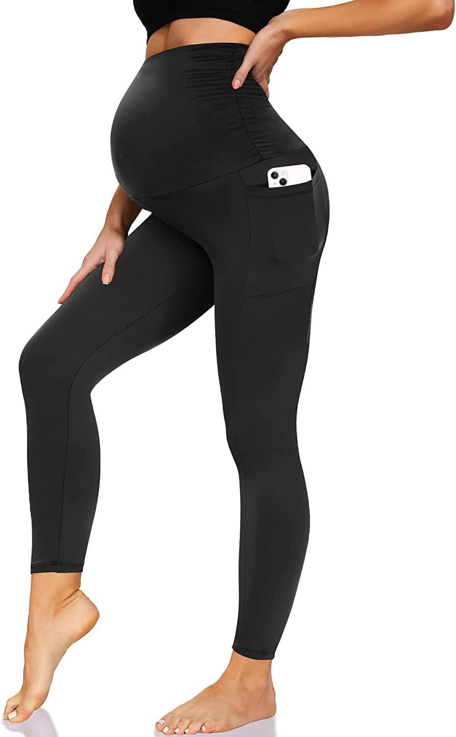 M2M STYLE Women'S Maternity Leggings with Over-The-Belly Support - Soft, Stretchy Pregnancy Pants with Pockets for Comfort & Everyday Wear image number 2