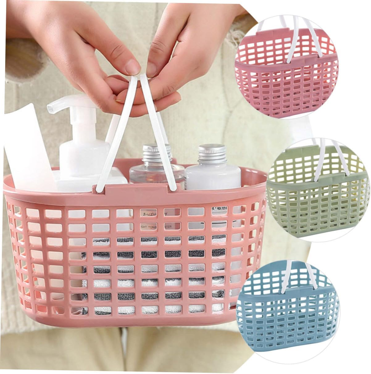 Alipis 3Pcs Portable Bath Basket for Shower Cleaning Plastic Bathroom Organizer for Travel Toiletry Bag and Bathroom Caddy Needs image number 3