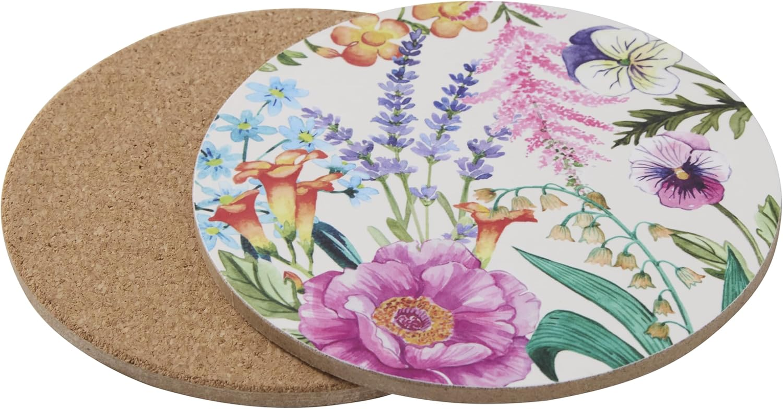 Maxwell & Williams Botanica round Cork Back Coaster Gift Boxed, 10 Cm (Set of 4)