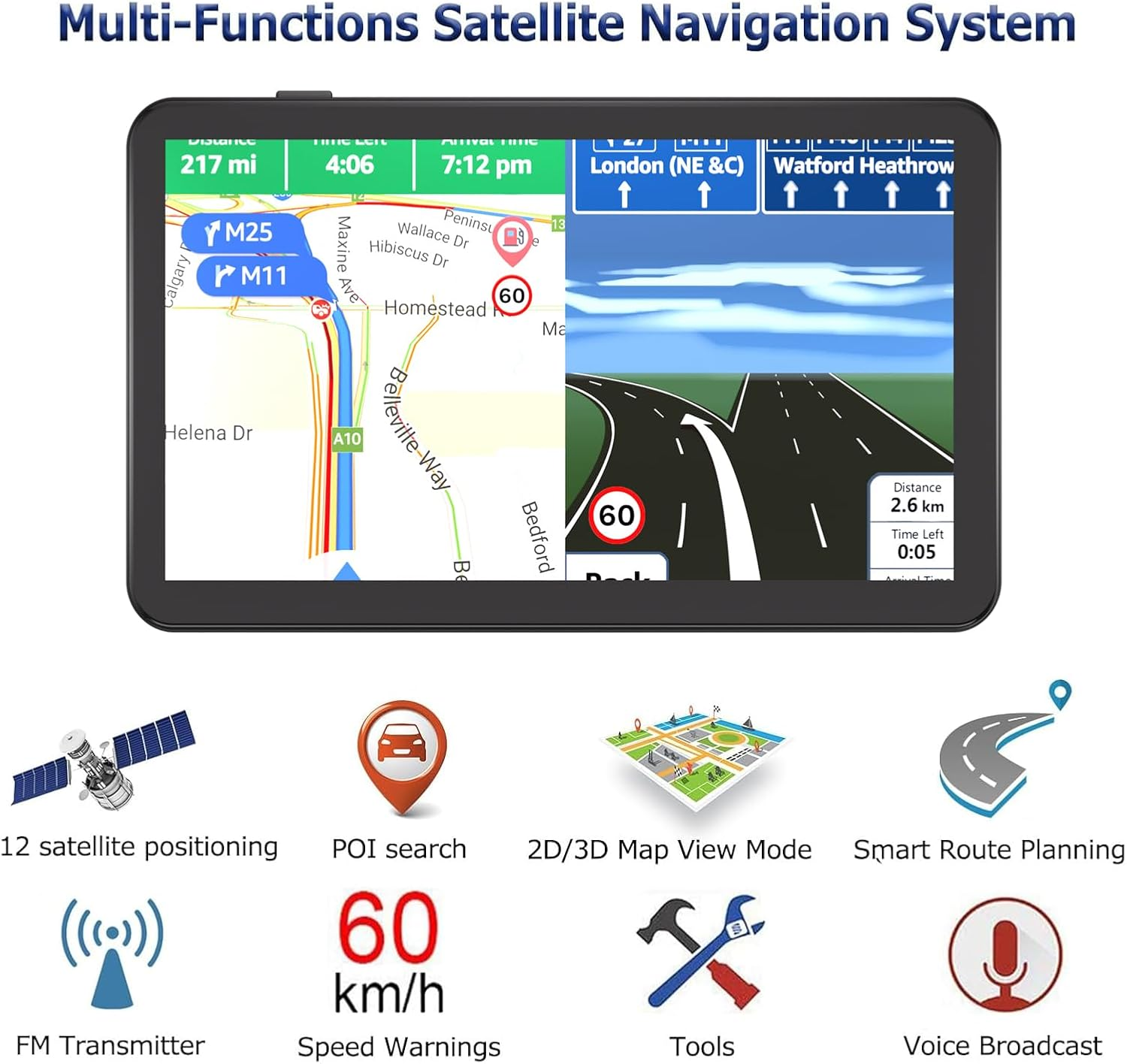GPS Navigator for Car, Latest 2025 Map 7-Inch Touch Screen 16GB GPS Navigation System,Truck GPS Navigation System,Voice Guidance and Speed Camera Warning Gps,Provides Lifetime Live Map Updates image number 1