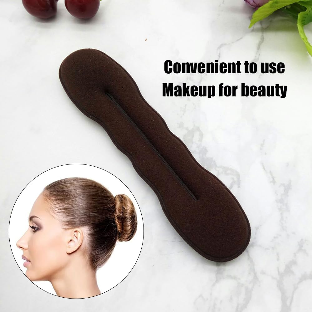 4 Pieces Brown Hair Bun Maker Hair Bun Hair Turner Sponge Twist Hair Styling Accessories Updo Accessories Updo Tools Twist for Women and Girls (2 Large + 2 Small) image number 1