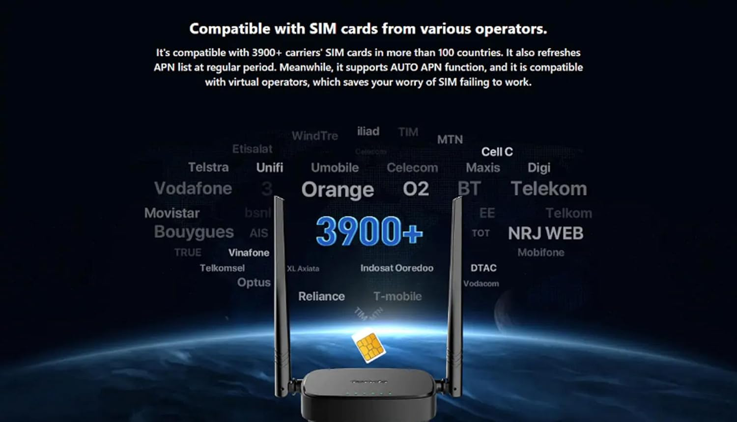 Tenda 4G05 N300 Wi-Fi 4G LTE Router, LTE and High-Speed Ethernet Access, Wifi Speeds of up to 300Mbps, Plug and Play, with Sim Slot image number 3