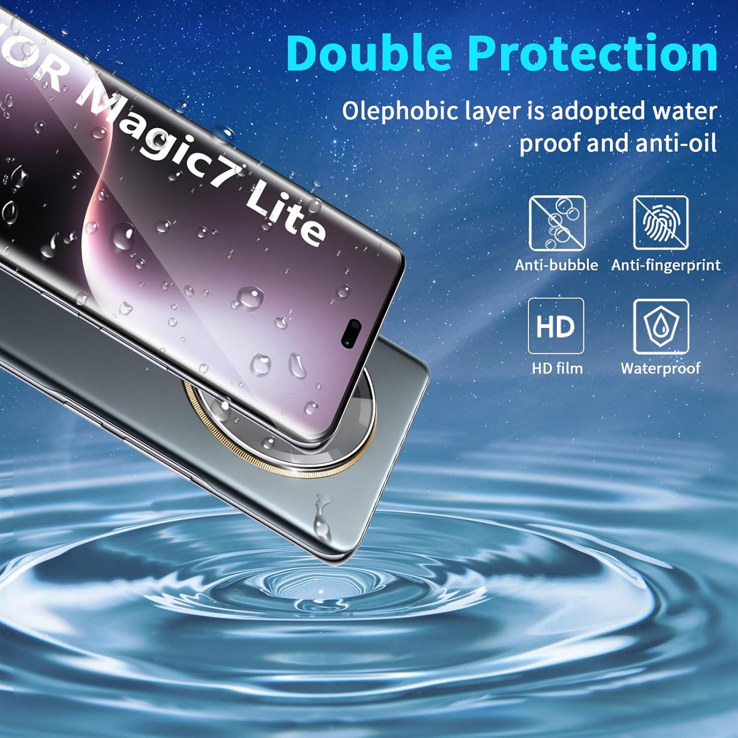 Lutree Tempered Glass Screen Protector for Honor Magic 7 Lite 5G, Pack of 2 + 2 3D Protective Glass and Camera Protection, 9H Hardness HD Screen Protector, Anti-Scratch, Bubble-Free Screen Protector image number 5