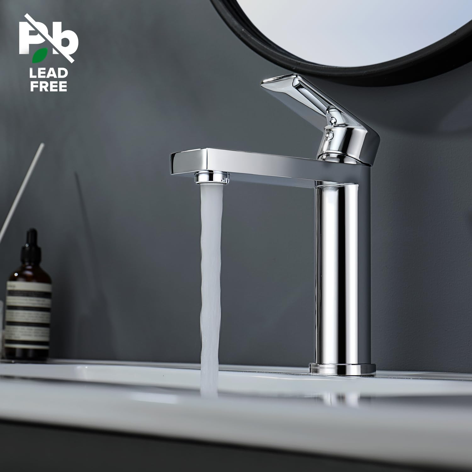 Decaura Basin Mixer Tap Lead-Free Bathroom Sink Tap Vanity Counter Top Faucet (Chrome, Spout Height-130Mm) image number 6