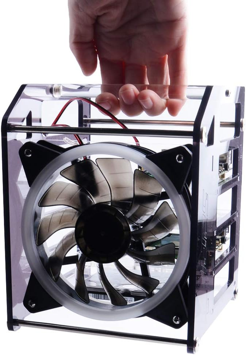Geeekpi Raspberry Pi Cluster Case, Raspberry Pi Rack Case Stackable Case with Fan 120 Mm RGB LED 5V for Raspberry Pi 4B / 3B + / 3B / 2B / B + and Jetson Nano (4-Layers) image number 5