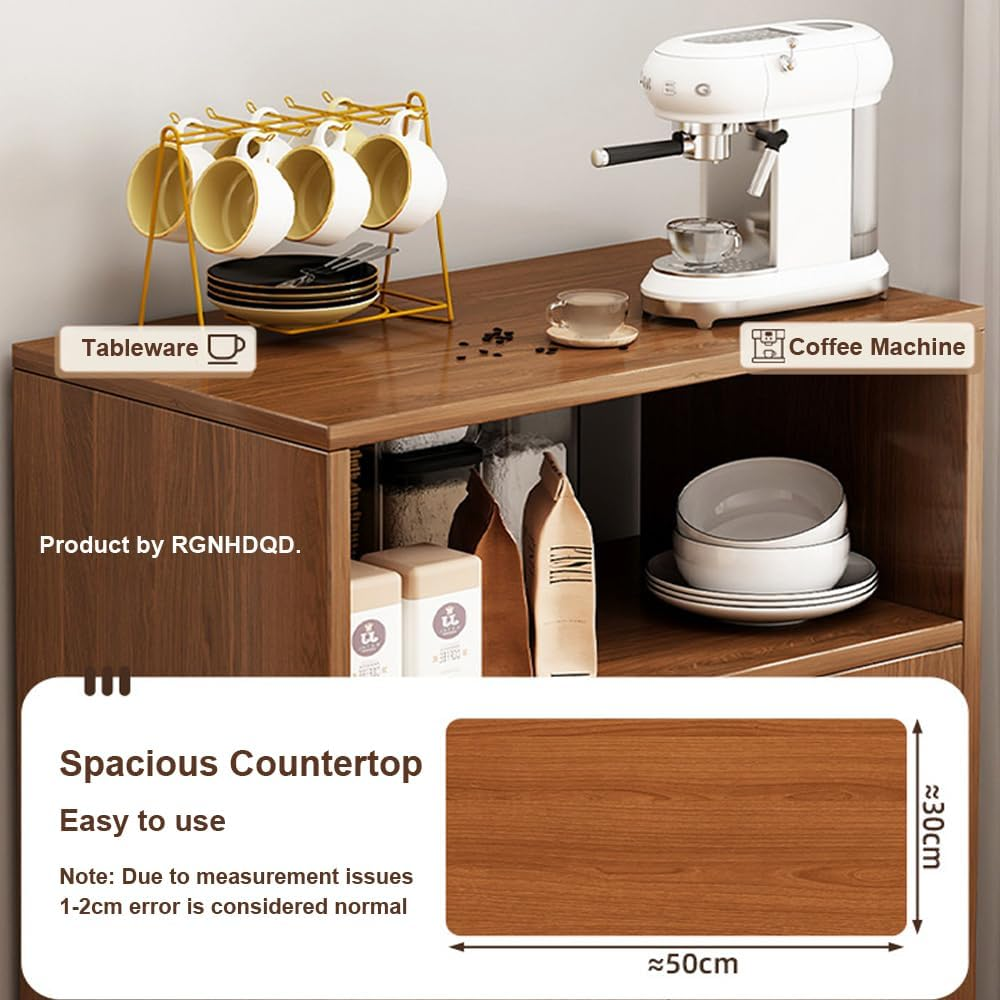 Sideboards End Side Tables Buffet Cabinet - Cupboard with 2 Open Compartments & Doors, Multi-Functional Coffee Bar Console Table for Dining Living Room, Kitchen - Durable Solid Wood Design image number 6