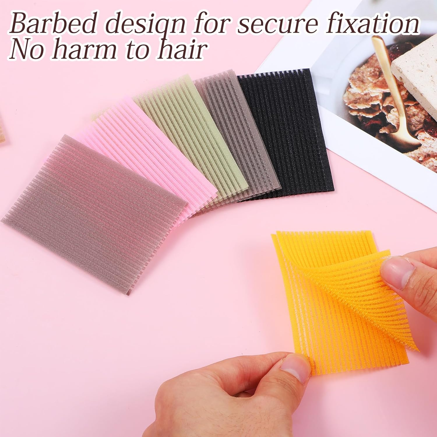 30 PCS Hair Pad Packing, Colorful Magic Bangs Hair Sticker Pad Women Square Hair Fringe Fixed Styling Clip for Salon and Barber image number 6