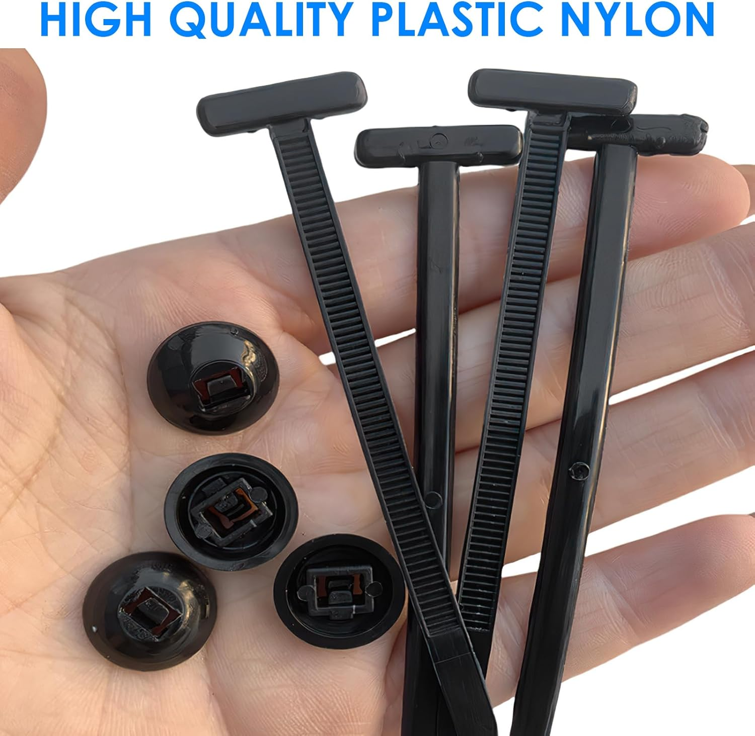 50 Pcs Nylon Universal Cable Tie Buckle, Zip Tie Rivets Holder for Repairing Car Home Garage Machine, Multipurpose Black Plastic Self-Locking Heavy Duty UV Resistant Automotive Fastener for Auto Fix - 100 Pcs image number 3