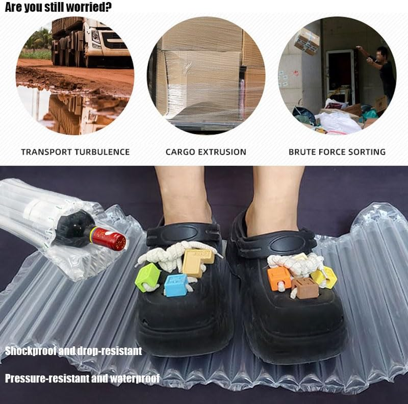 12-Pack Reusable Wine Bottle Travel Protector Bags with Free Pump &ndash; Inflatable Air Column Bubble Packaging for Safe Wine Transportation, Durable & Lightweight image number 2