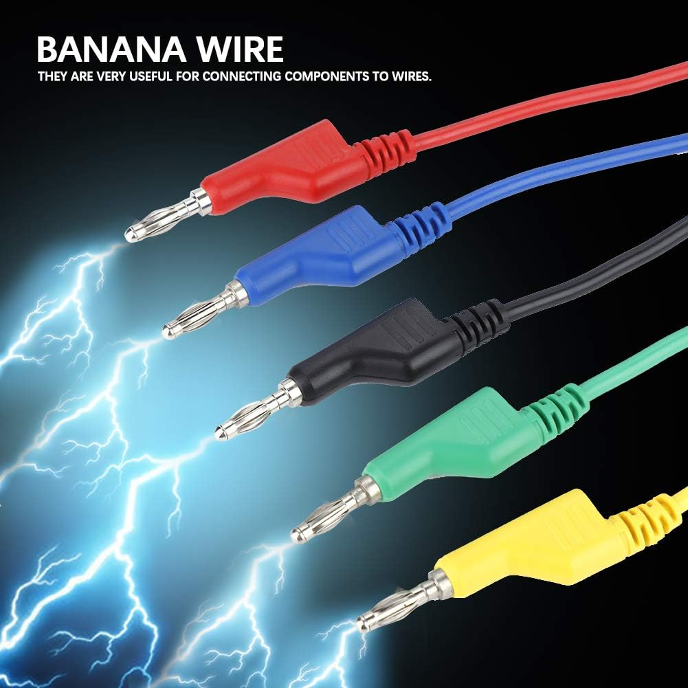 P1036 4Mm Banana Plug Cable Test Leads 5Pcs,High Voltage Double Headed 1M Banana Jack Safety Test Leads for Multimeter
