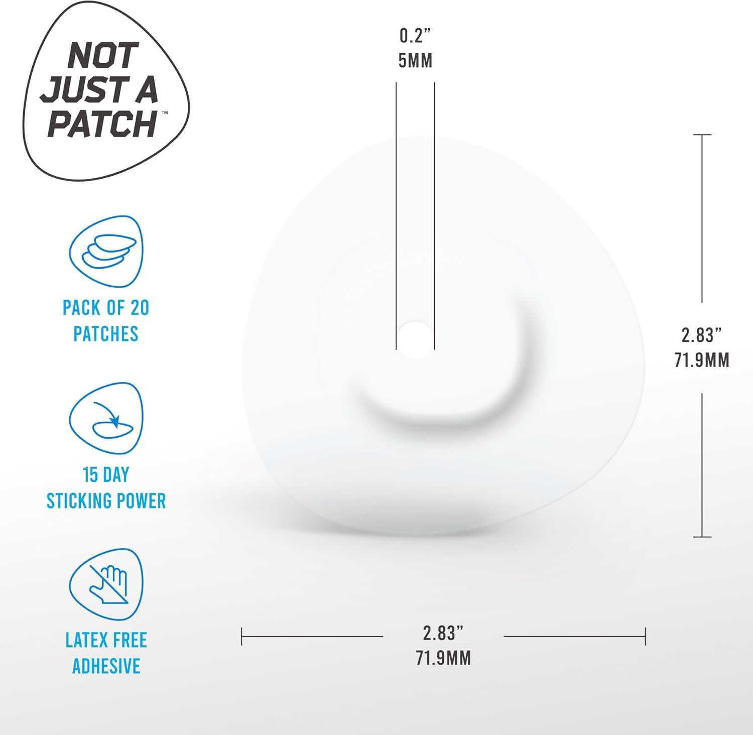 Not Just a Patch Dexcom G7 Adhesive Patches (20 Pack) &ndash; Stelo CGM Sensor Patches &ndash; Breathable & Sweatproof Design with Precision-Cut Hole for Ventilation, Secure Fit & Long-Lasting Hold &ndash; Clear Transparent image number 2