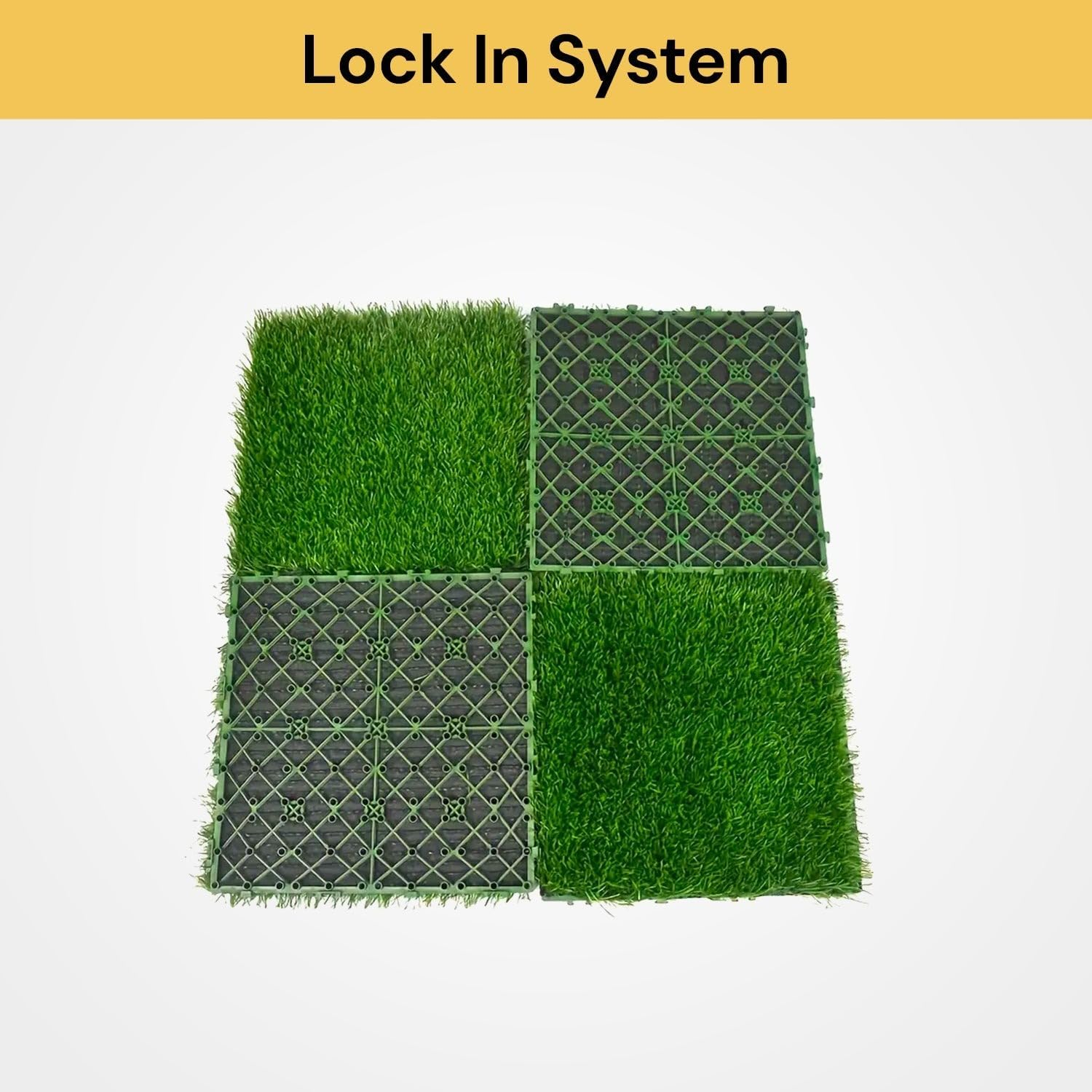 EZONEDEAL 1Pcs Artificial Grass Turf Tiles Interlocking - Artificial Turf Grass Rug,Fake Grass Decor Self-Draining Mat for Pet Dog Indoor/Outdoor Flooring Decor 12''X12'' (1) image number 2