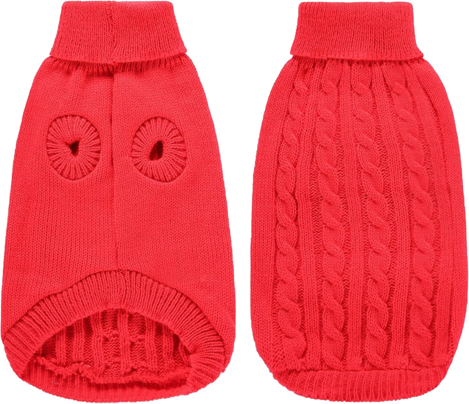 NACOCO New Classic Dog Sweater Cute Knitted Turtleneck Dog Sweater Warm Winter Clothes Coat Jumpers for Small Kitten Puppy Cat and Medium Dogs (Large, Red) image number 3