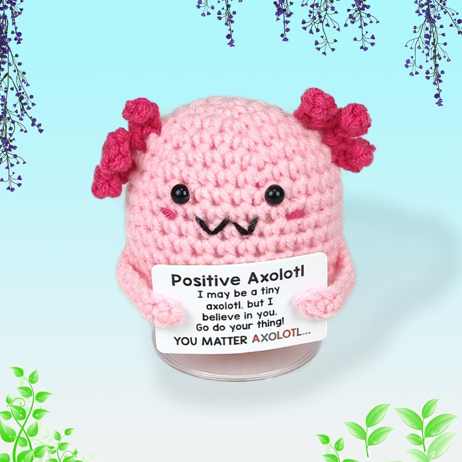 SZMDLX Handmade Crochet Axolotl, Positive Emotional Support Animals Doll Cute Knitted Stuffed Themed Gifts Worry Dolls for Birthdays,Home Office,Party Decorations (Cute Salamander) - Bee image number 5