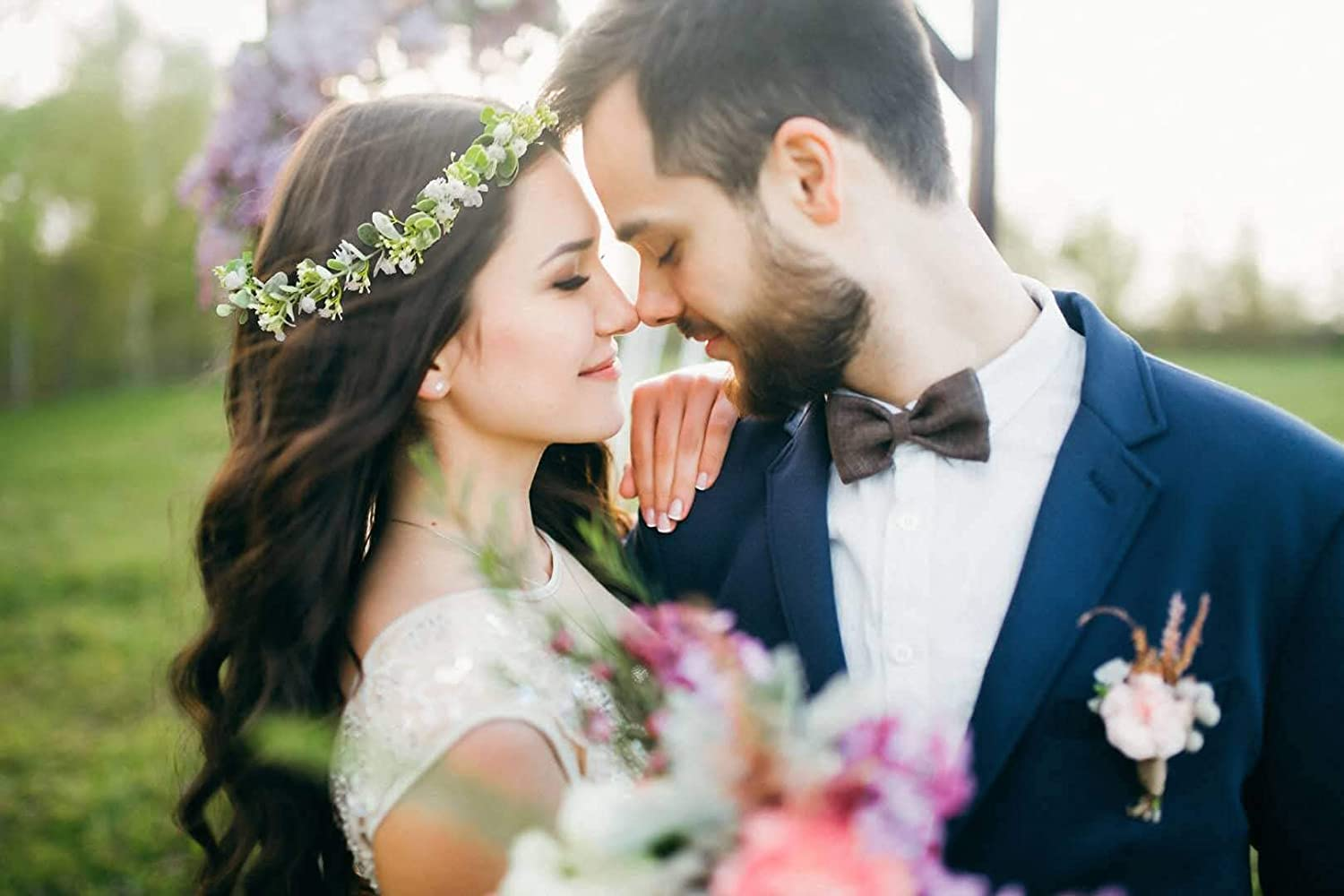 HJYHYN Flower Crown Boho Flower Wreath Artificial Floral Crown Bridal Headpiece Greenery Crown for Wedding Ceremony Party Festival image number 3