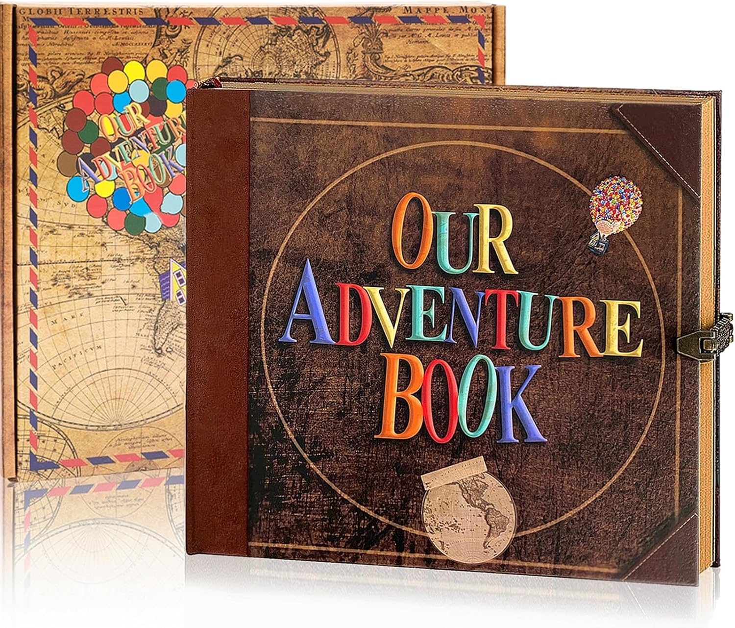 Adventure Book Scrapbook DIY Handmade Retro Style Travel Souvenir, 11.92 X 7.62" Embossed Lettering Scrapbook Inspired by 'Up', Memory Book for Anniversary Wedding,Travelling,Valentine'S Day Gifts