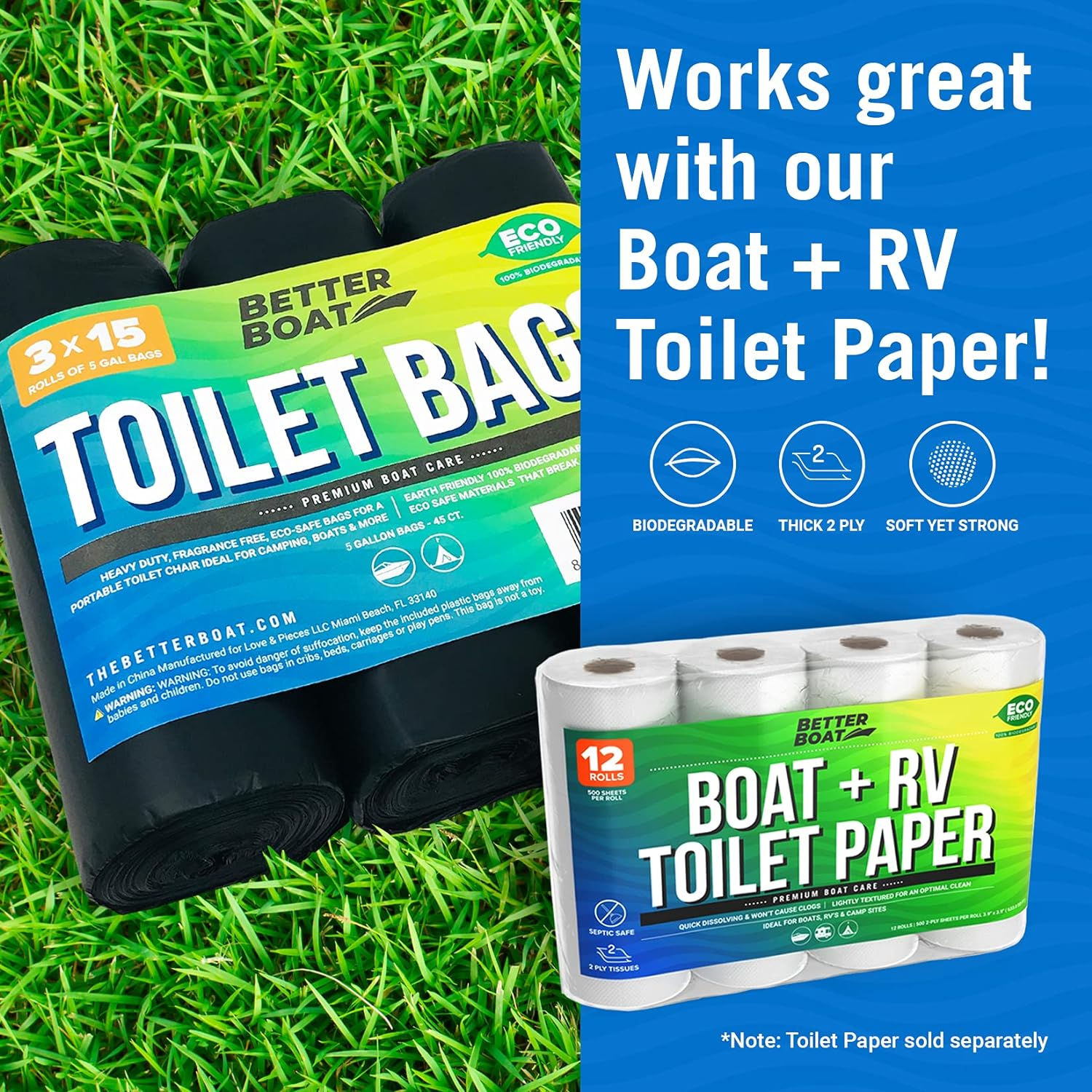 45 Portable Toilet Bags for Camping Boating Outdoors & Car 3 Rolls of 15 Compost Waste Potty Bags for Portable Toilet - Liner for 5 Gallon Bucket Toilet Seat Kit or Camp Emergency 5 Gal Toilet Bucket image number 3