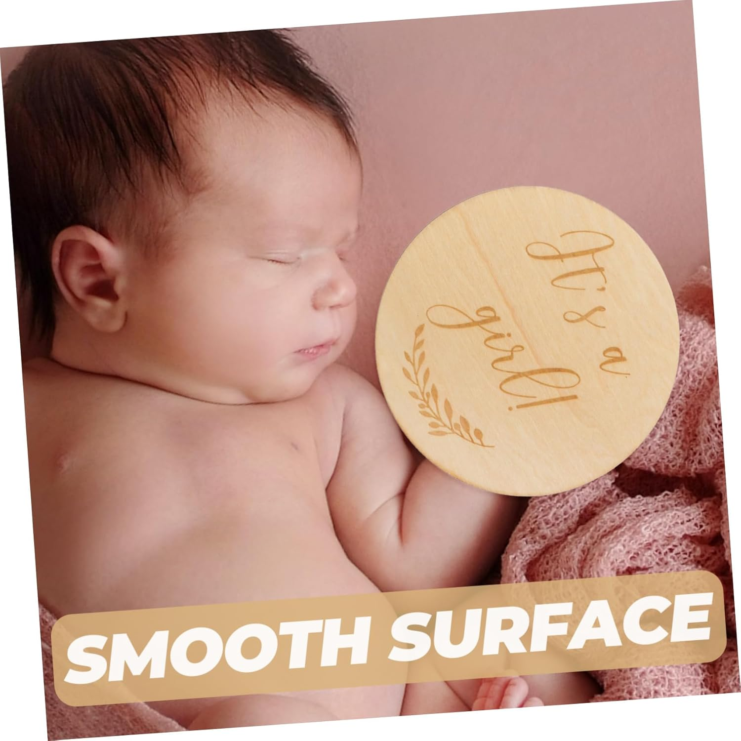 Kisangel 2Pcs Wooden Growth Milestone Cards Creative Keepsake Photography Props for Newborns Durable round Discs for Capturing Monthly Milestones and Cherished Memories image number 4