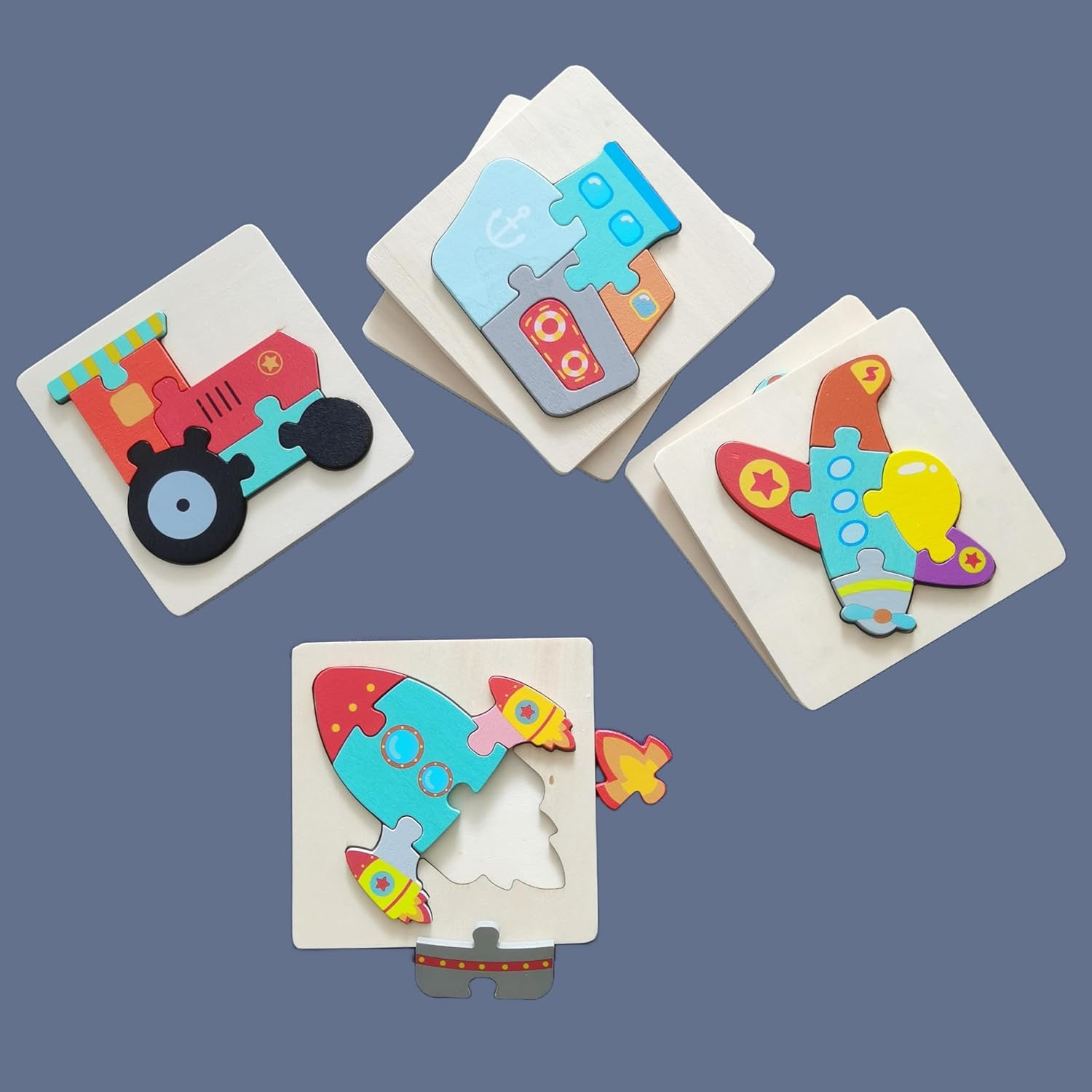 Toddler Puzzles, Set of 6, Wooden Jigsaw Puzzles for 1 2 3 Year Old Baby Boys or Girls,Toddlers Gifts, Preschool Learning Educational Toys [ Colors & Shapes Cognitive Skill ] image number 3