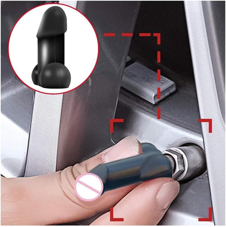 8PCS Prank Wheel Tire Valve Stem Caps, Car Tire Valve Caps Universal, Universal Luminous Tire Valve Stem Cap Dust Cover Fits Cars Trucks Bikes Motorcycles (Black) image number 4