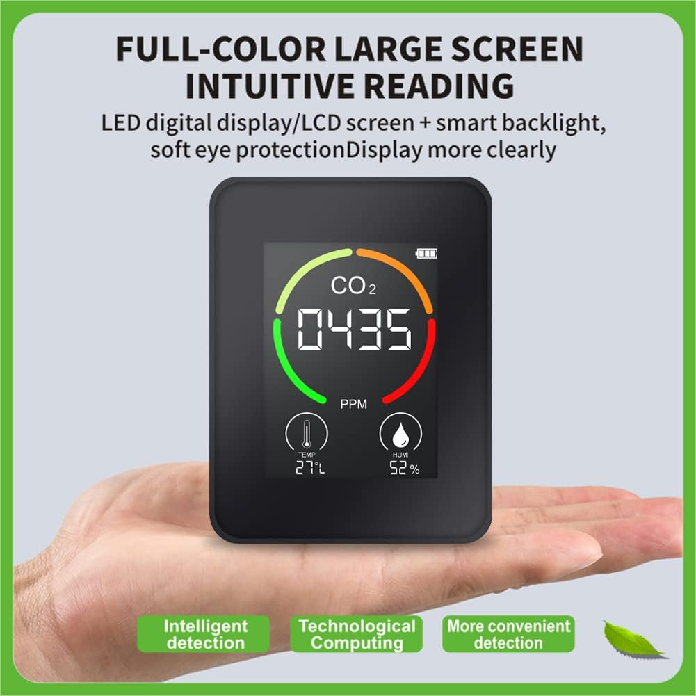 Multifunctional 3In1 CO2 Temperature Humidity Monitoring Device Home Digital Household Air Quality Detector Household Air Pollution Monitor LCD Display with Backlit BBZY image number 2