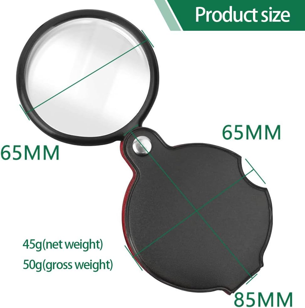 10X Small Pocket Magnifying Glasses for Kids/Senior, Pocket Magnifier for Reading/Close Work, Mini Folding Magnifying Magnify Glass with Protective Sheath, Ideal for Repairing/Hobby/Coins image number 1