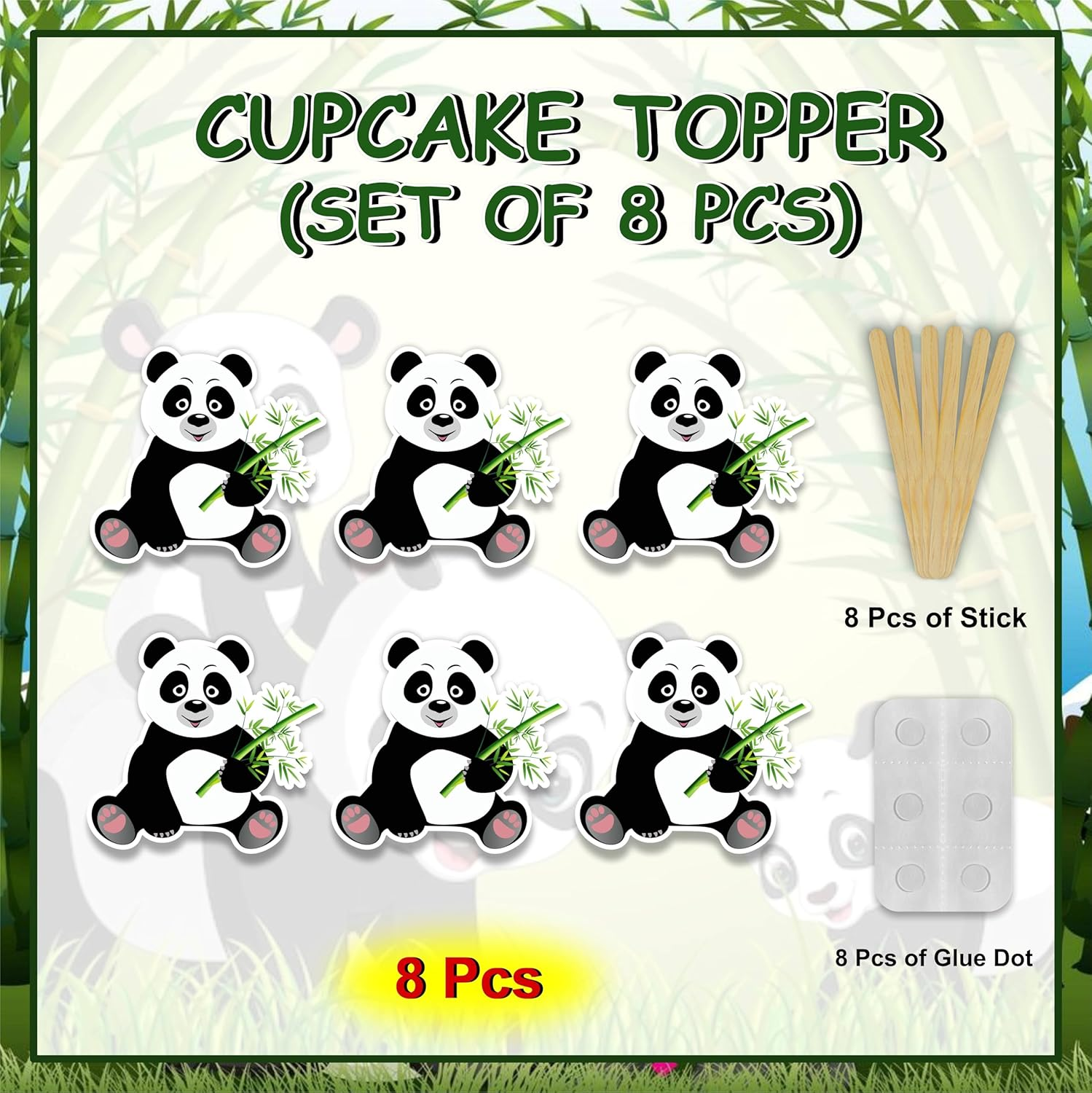 Panda Cupcake Toppers &ndash; Cute Bamboo Forest Animal Party Picks for Kids Birthday, Baby Shower, Zoo Theme, or Animal Lover Celebration D&eacute;coration