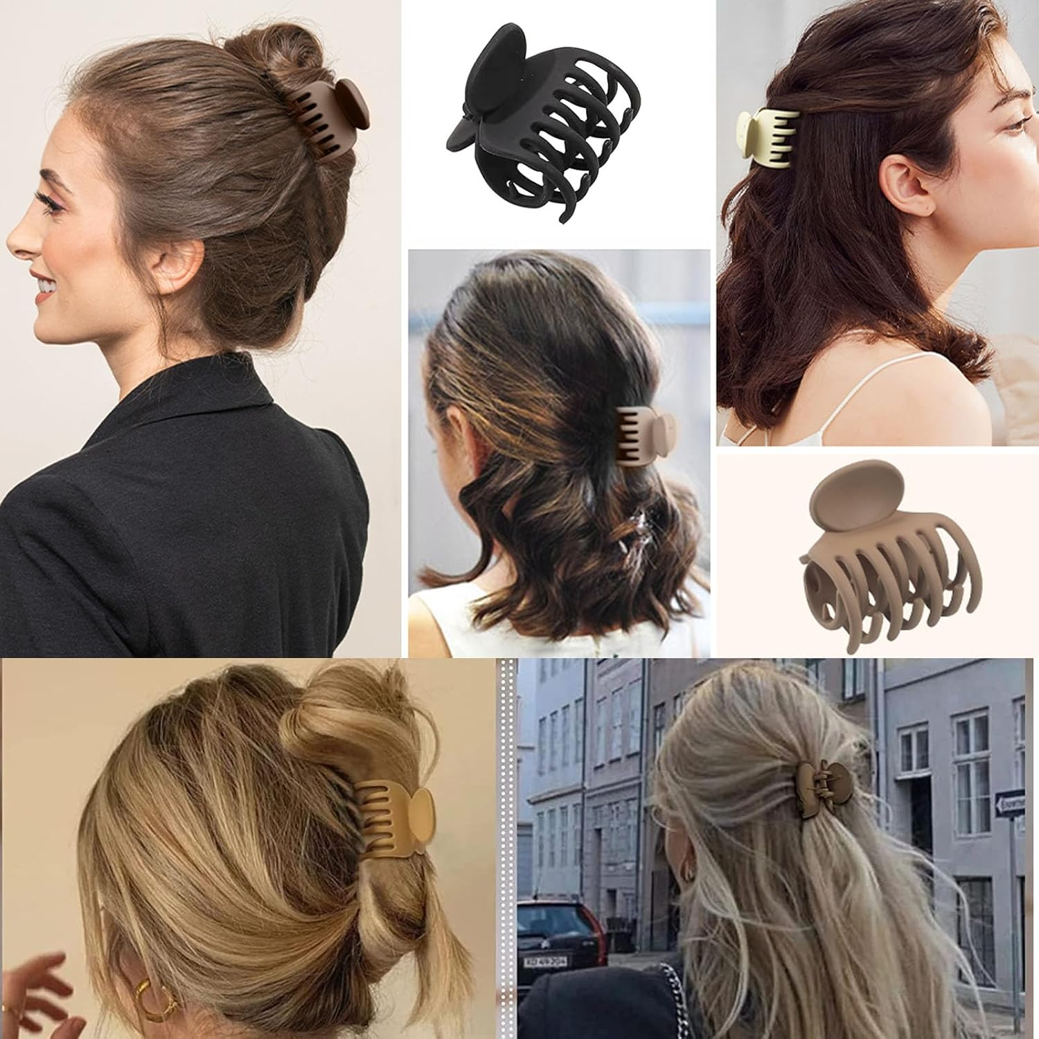 Pack of 4 Medium Claw Hair Clips, Hair Clips, Women'S Thin Hair, Plastic Hair Clip, Medium Size, Double Row Jaw Clips, 4 Colours, Non-Slip Hair Clips, for Women and Girls image number 3