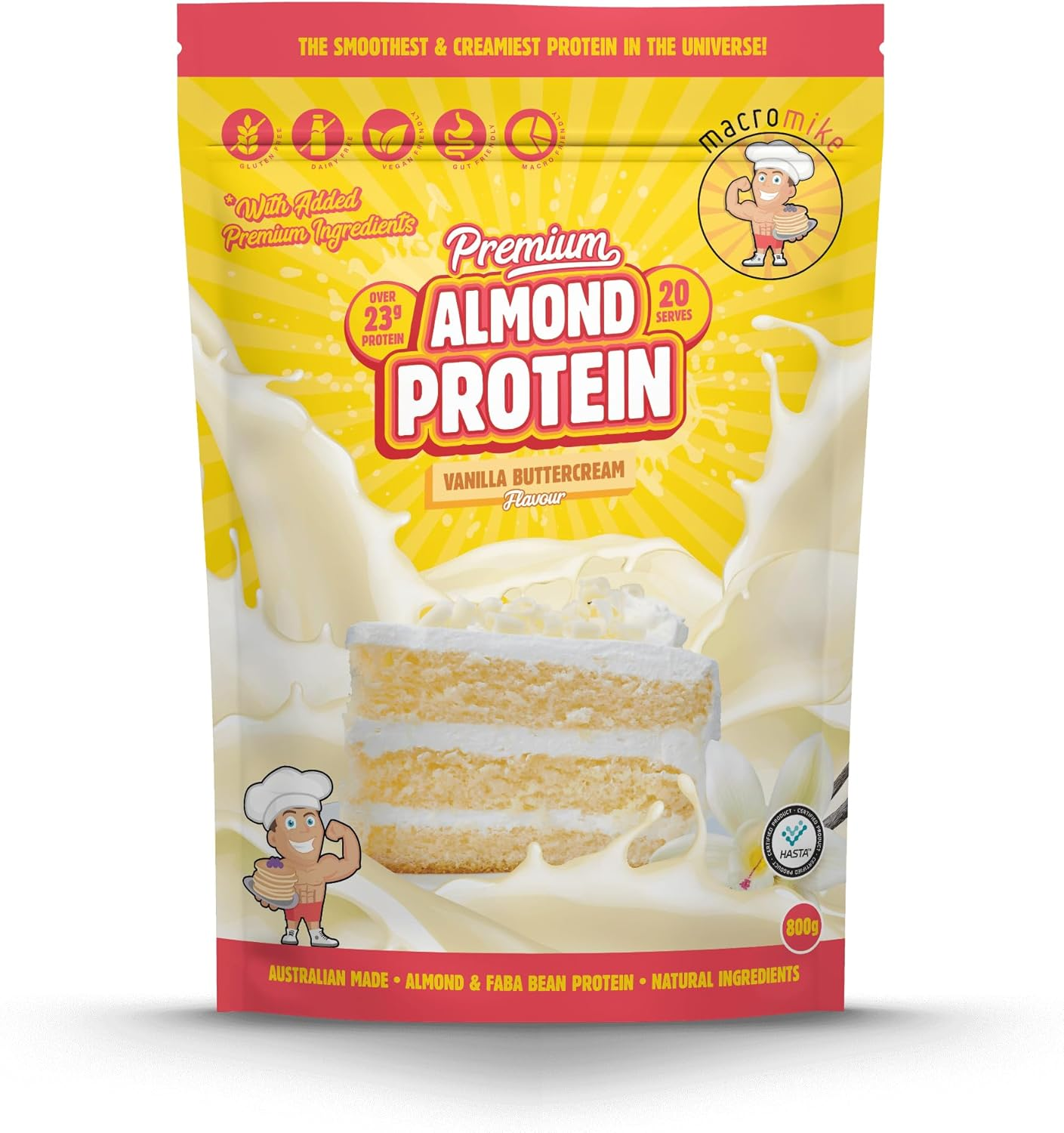 Macro Mike Vanilla Buttercream Premium Almond Protein 800 G