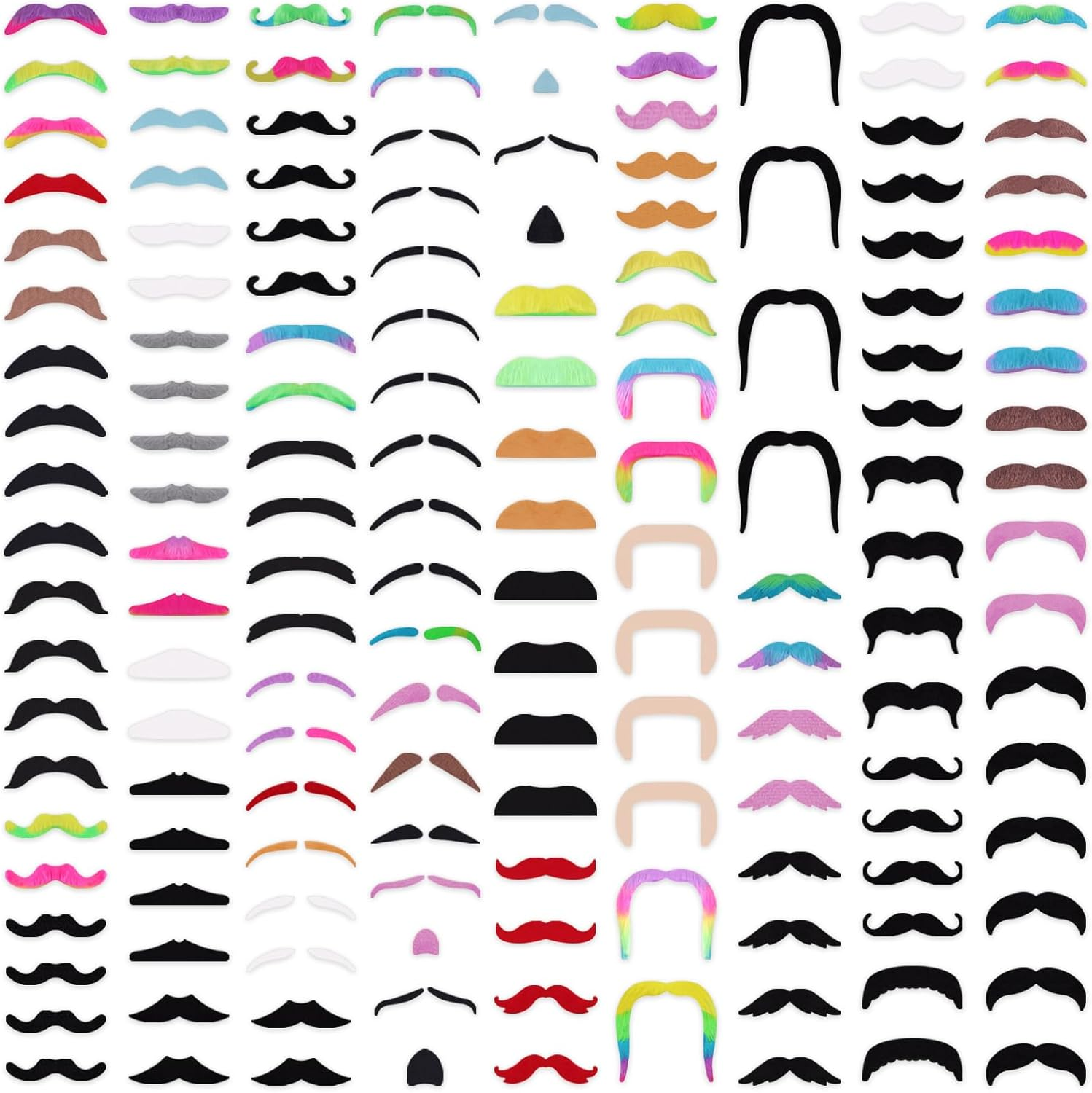 180 Pcs Fake Musta Che Bulk Stick on Moustache Realistic Self Adhesive Sticker Colorful Fake Beard Novelty Musta Che Stickers Black Costume Moustache Beards for Party Supplies Halloween School, image number 3