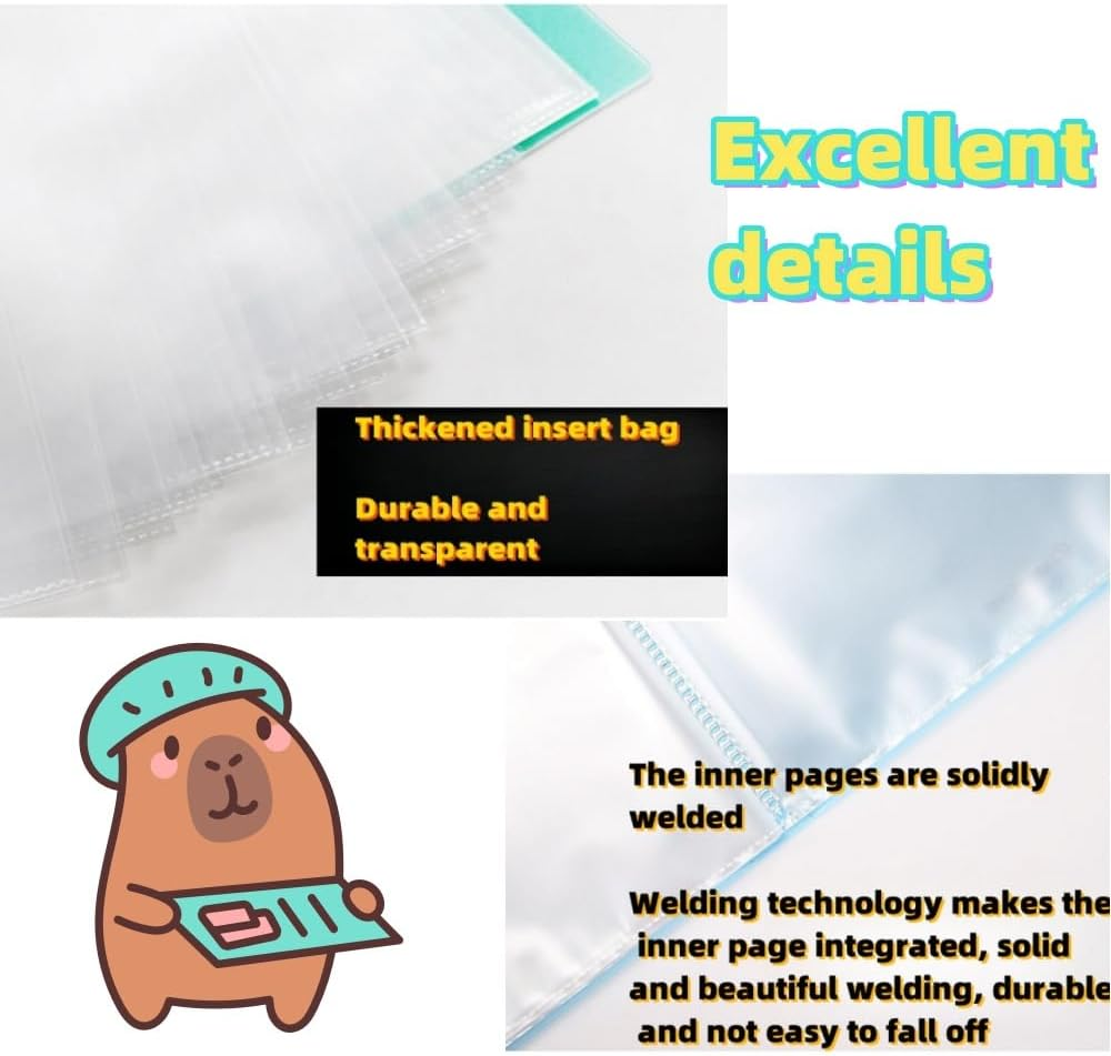 2Pcs Presentation Book with Clear Sheet Protectors, 60 Pockets A4 Portfolio Folder Binder Display for Document, Kids Artwork, Diamond Painting（Pink+Blue） image number 6