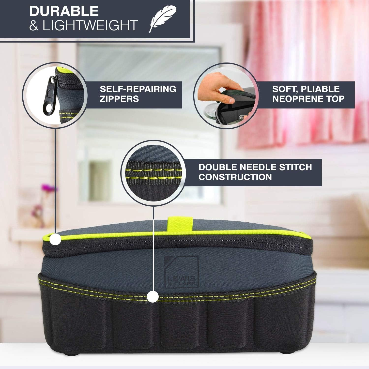 Lewis N. Clark Lewis N. Clark Travelflextm Open-Top Toiletry Kit, Charcoal (Gray) - 1597CHR image number 6