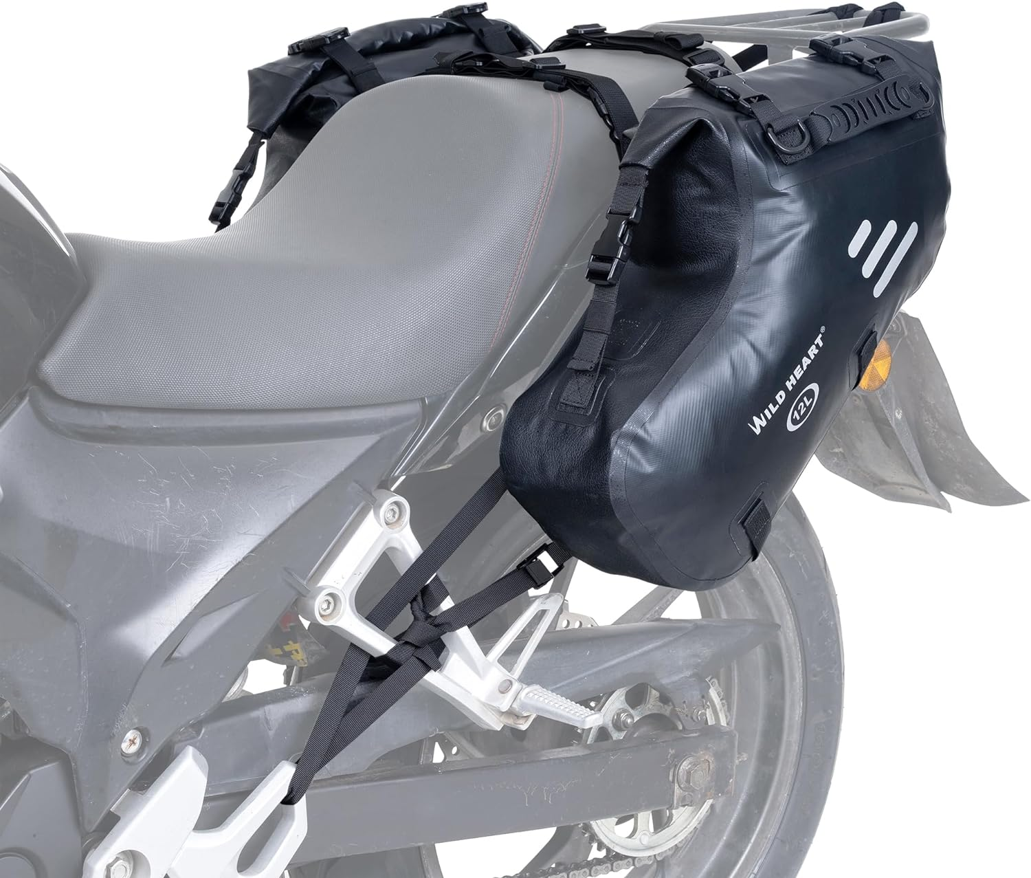 WILD HEART Motorcycle Saddlebags Waterproof 36L (18L*2) Motorcycle Side Saddlebags Pannier Bag Trunk Motorcycle Accessory (Black)